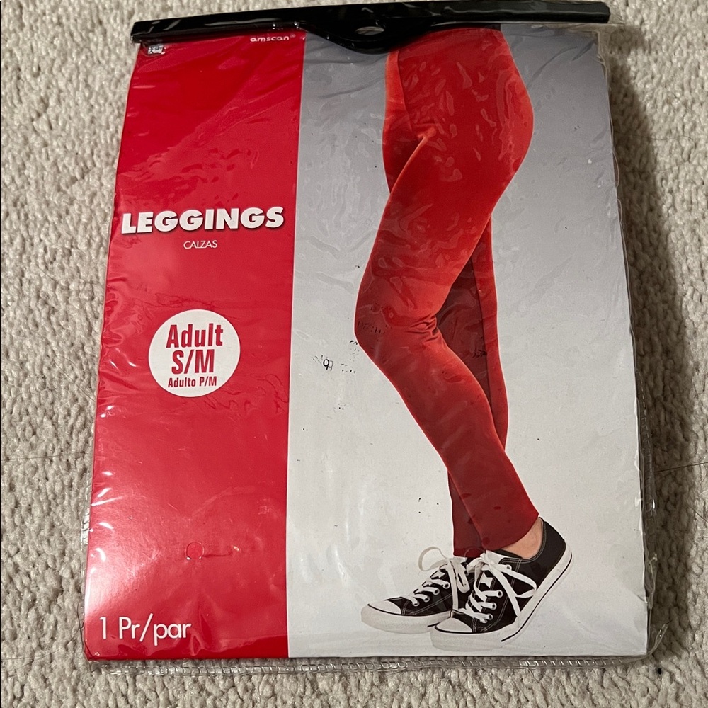 Amscan Bright Red Adult Leggings P/M